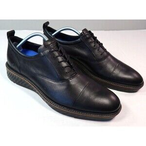 ECCO ST1 Leather Dress Shoes Mens Sz 14 (48) Hybrid Phorene Shock Lace Up Black